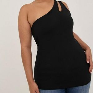 Torrid Plus Size 3 Foxy One Shoulder Cutout Top - Black